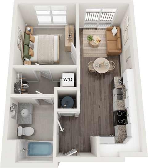 Harrison 1 Bed 1 Bath Floor Plan at South 16 At The Bridges, Roanoke